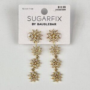 SUGARFIX By BaubleBar Crystal Star Earrings Chandelier Gold Tone‎